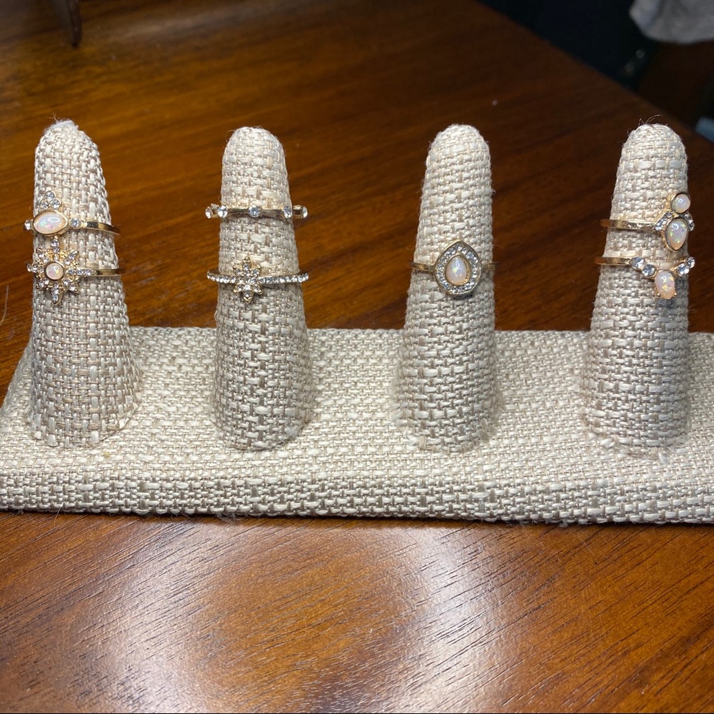 Snow Queen Set of 7 Gold Fashion Knuckle Rings.